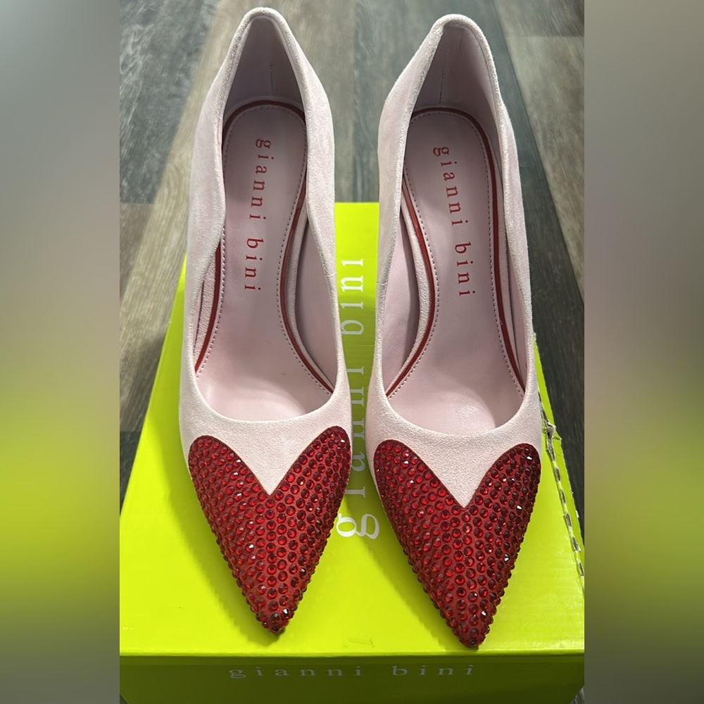 Gianni Bini Pink and Red Heart Heels